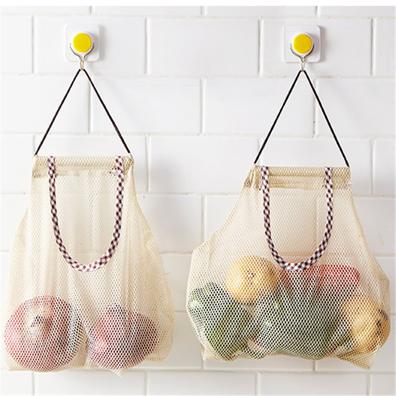 可挂式果蔬网格收纳袋透气墙挂葱蒜网兜浴室厨房挂袋储物袋整理袋
