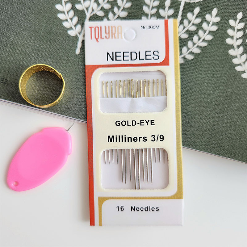 家用缝配手缝针穿针顶戒3件套十字绣刺绣不锈钢针16枚/包