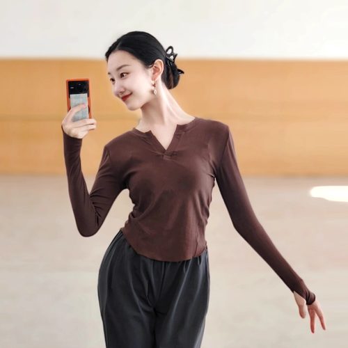 现代舞秋冬舞蹈练功服上衣古典舞专业形体训练飘逸长袖服装女艺考