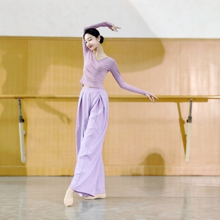 现代舞蹈裤子2024新款秋季日常可穿练功裤阔腿裤长裤女古典舞裤