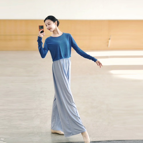舞蹈裤现代舞女宽松飘逸阔腿裤古典舞中国舞练功服形体服套装成人