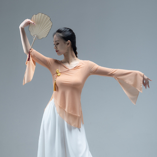 古典舞身韵练功服女夏纱衣民族舞上衣艺考仙气飘逸舞蹈服装 敦煌舞