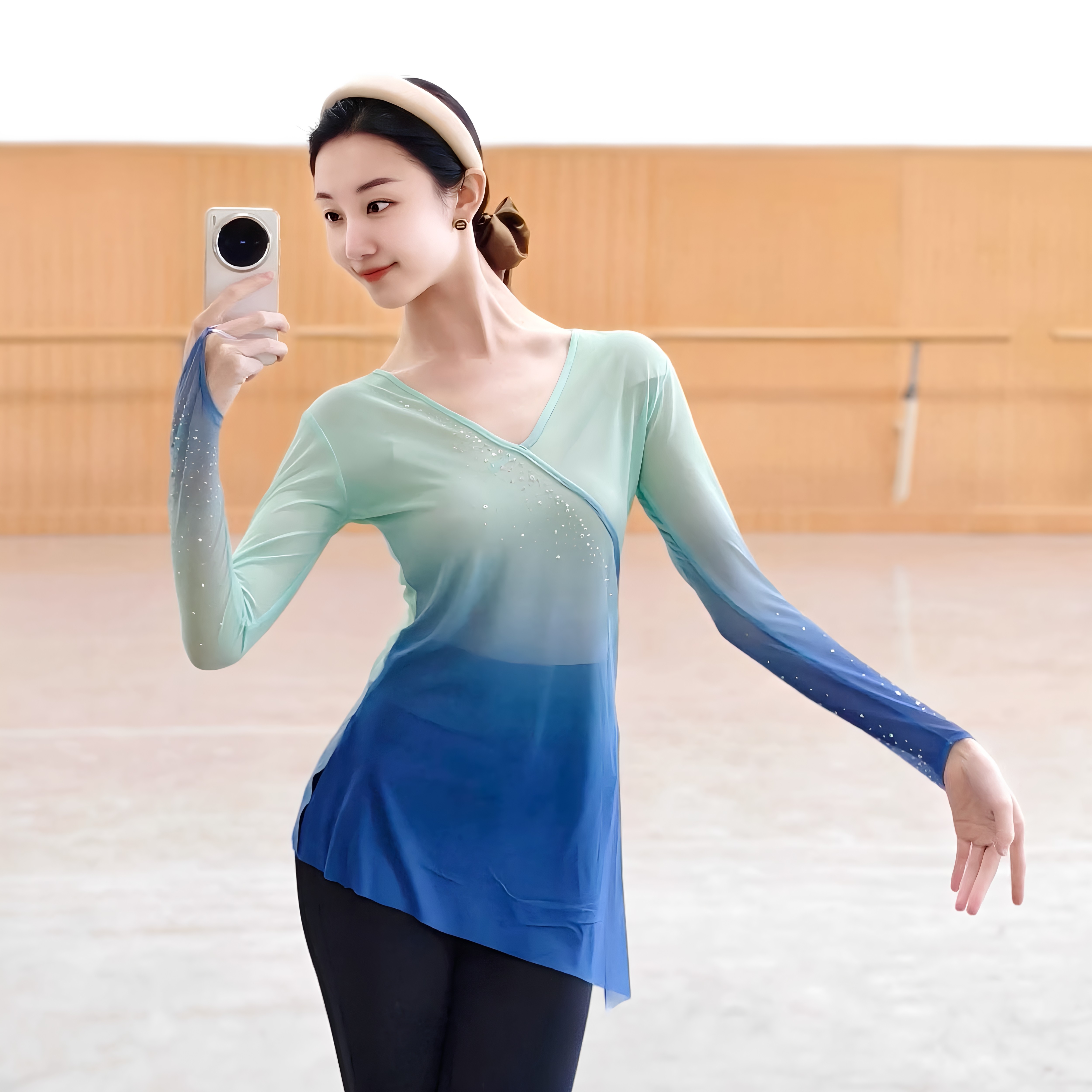 古典舞身韵舞蹈纱衣练功服女连体基训毕业汇报民族民间舞渐变