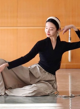 黑色舞蹈上衣长袖2025新款古典舞服装形体训练服秋冬现代舞练功服