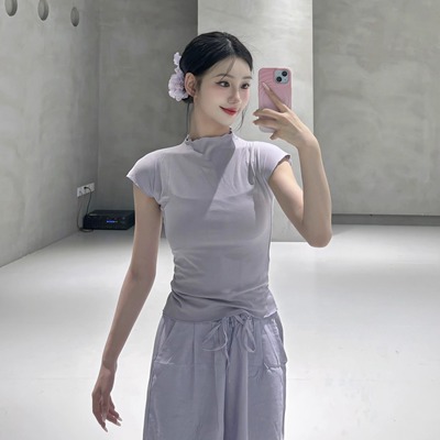 现代舞短袖上衣古典舞练功服夏季中国舞服女修身时尚瑜伽舞蹈衣服