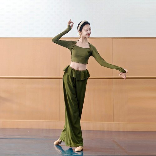 现代舞假两件长袖上衣女舞蹈服中国古典舞形体练功服装瑜伽芭蕾舞