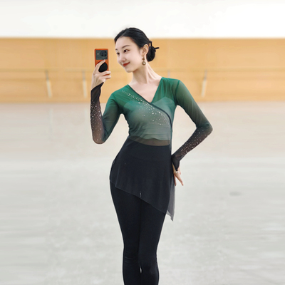 渐变古典舞纱衣身韵舞蹈练功服中国舞艺考上衣民族舞紧身演出服女