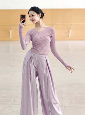 现代舞V领上衣古典舞练功服中国舞服装女款新款显瘦时尚舞蹈衣服