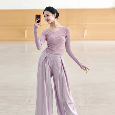 现代舞V领上衣古典舞练功服中国舞服装女款新款显瘦时尚舞蹈衣服