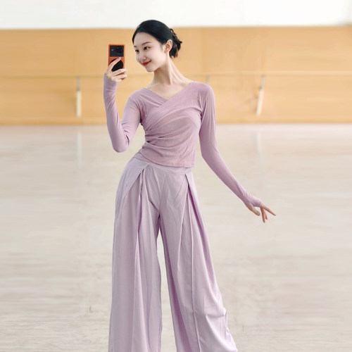 现代舞V领上衣古典舞练功服中国舞服装女款新款显瘦时尚舞蹈衣服