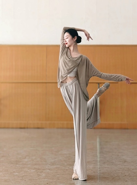 现代舞飘逸宽松长袖罩衫日常上衣中国古典舞蹈形体练功服爵士基训