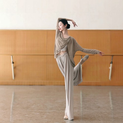 现代舞飘逸宽松长袖罩衫日常上衣中国古典舞蹈形体练功服爵士基训