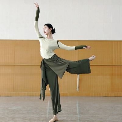 现代舞蹈裤中国舞成人教师练功形体飘逸直筒阔腿裤女古典瑜伽裙裤
