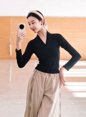 黑色舞蹈上衣长袖2025新款古典舞服装形体训练服秋冬现代舞练功服