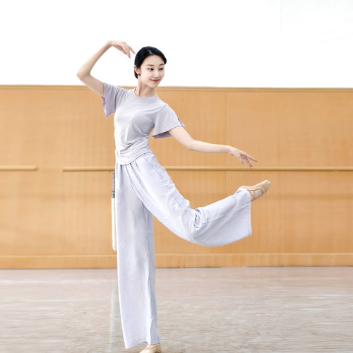 宸迪现代舞练功服口袋直筒阔腿裤飘逸中国舞民族古典舞蹈服禅意裤
