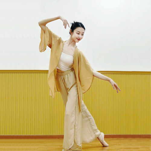 古典舞蹈服女飘逸纱衣中长款练功服披肩开衫中国风古风演出服