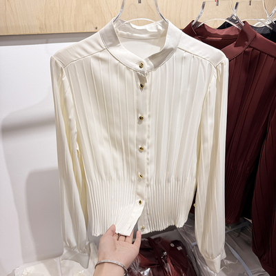 纯色其他韩版新款立领雪纺衫