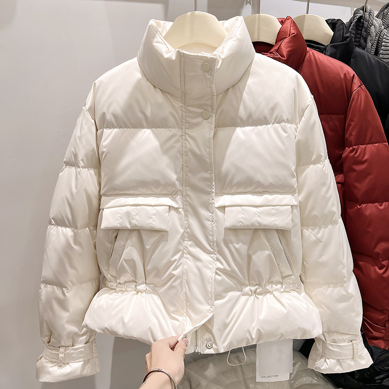 2025新款韩国修身显瘦立领下摆抽绳纯色加厚短款白鸭绒羽绒服女冬,女装/女士精品,羽绒服,淘宝优惠券,粉丝福利购,淘宝优惠卷