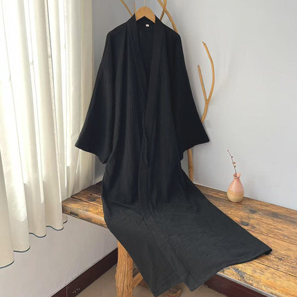 夏季纯棉古风禅服薄款睡衣宽松古风汉服长袍睡袍中国风袍子新中式
