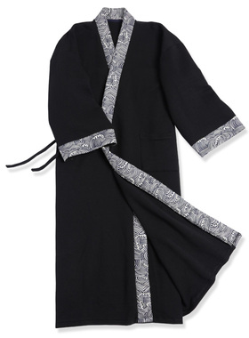 包邮秋冬古风长袍中国风汉服睡袍加长禅服睡衣家居服宽松大码拼色