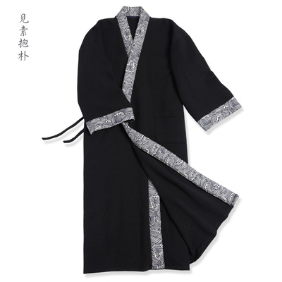 秋冬大码古风拼色长袍