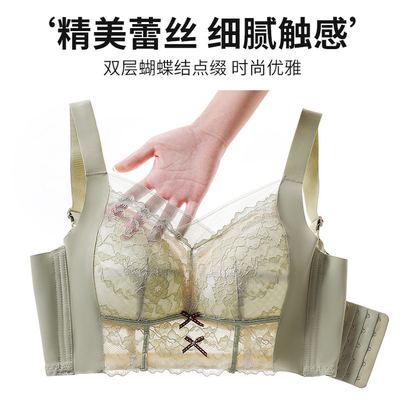 内衣大胸显小胸全罩杯薄款收副乳防下垂聚拢无钢圈无海绵大码文胸