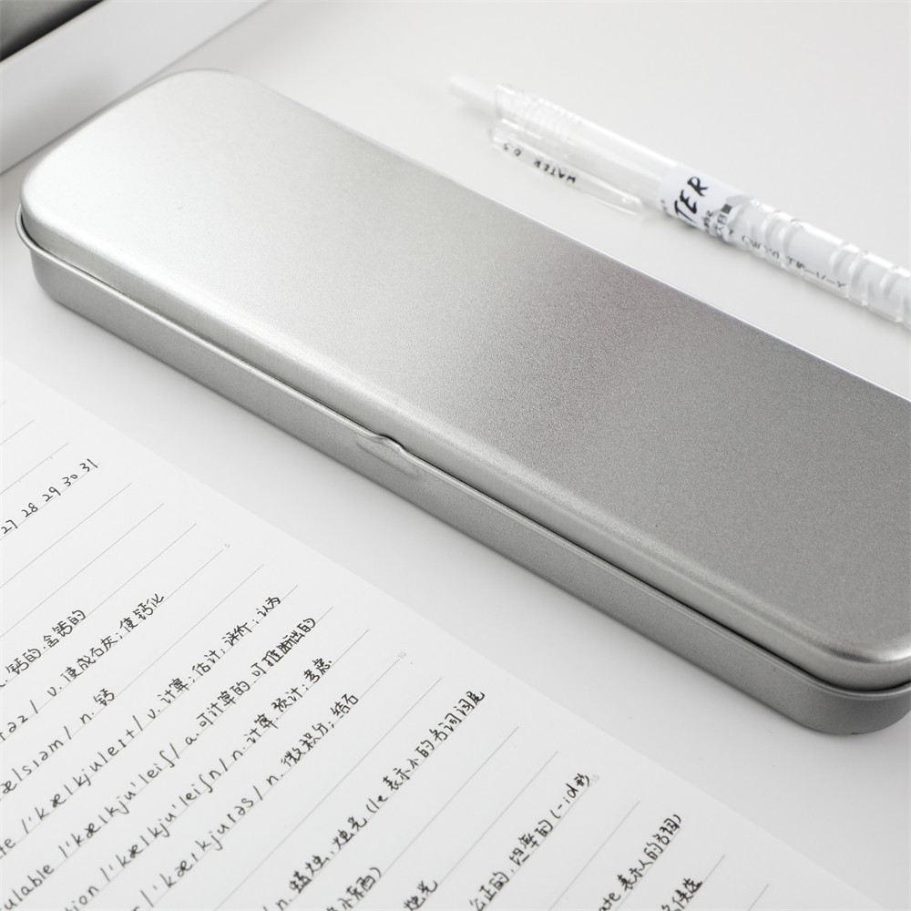 간단한 철 문구 상자 학생 DIY 연필 상자 철 상자 예술 원시 금속 소재 인쇄되지 않은 스타일 연필 상자