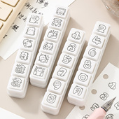 六联小猫光敏印章 打卡印画 可爱卡通手帐素材日常生活记录按压式
