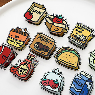 全套11枚 萌趣食光PP小夹子 零食风高颜值文具夹子票夹手帐试卷夹