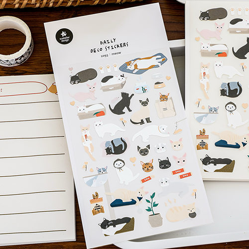 韩国suatelier贴纸meow小猫手帐素材ins风高颜值手账装饰猫咪贴画