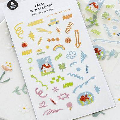 韩国suatelier贴纸color your days手涂鸦帐素材手账手机装饰贴画