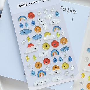 韩国波妮多BONITO贴纸手帐素材天气表情滴胶果冻手账手机装饰贴画