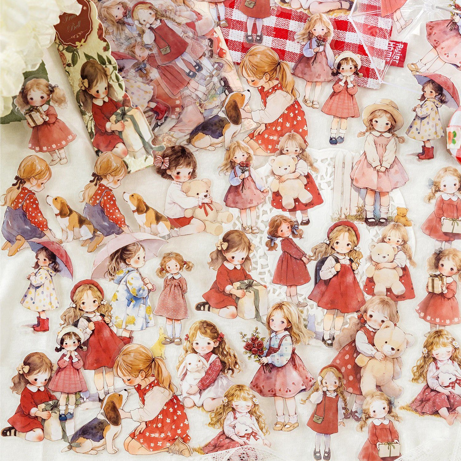 可爱女孩娃娃部屋pet贴纸包