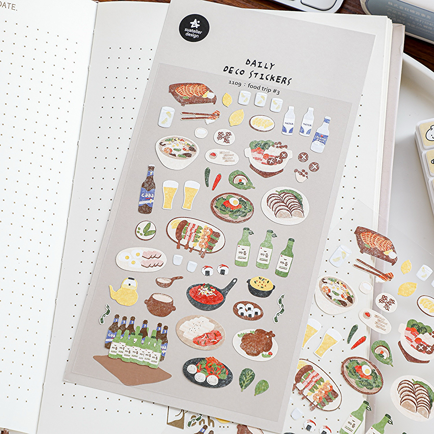韩国suatelier贴纸食物旅行手帐素材ins风高颜值手账手机装饰贴画
