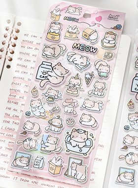 Nekoni可爱小猫立体泡棉贴纸ins风高颜值猫咪手帐贴画手账素材