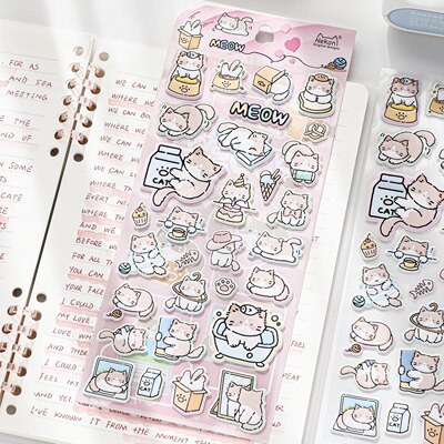 Ki Nekoni可爱小猫立体泡棉贴纸ins高颜值猫咪手帐贴画手账素材