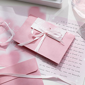 粉色丝带信封信纸套装 diy浪漫手写表白精致绑带牛皮纸情书信封袋