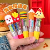 z美食卡通迷你四色按动圆珠笔 儿童学生多色手帐标记笔做笔记神器