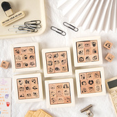 Ki时光记录卡通榉木印章ins风高颜值可爱手帐盖章手账素材9枚套装