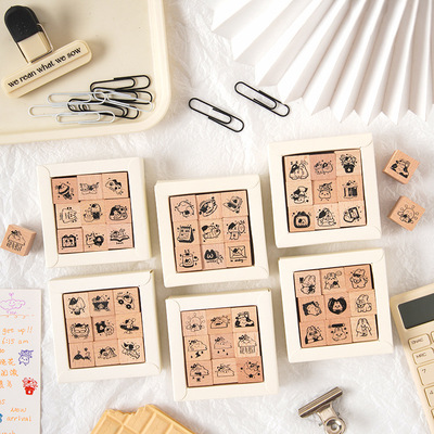 时光记录卡通榉木印章套装