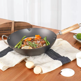 riverlight日本极牌北京锅无涂层铁锅家用炒锅30/33/36cm专柜同款