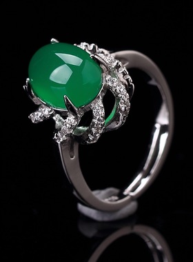 925银戒指女银饰品纯银首饰玉髓戒指欧美珠宝配饰YS234