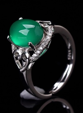 925银戒指女银饰品纯银首饰玉髓指环韩版配饰YS228