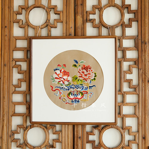 传统刺绣高级摆件挂画一揽富贵