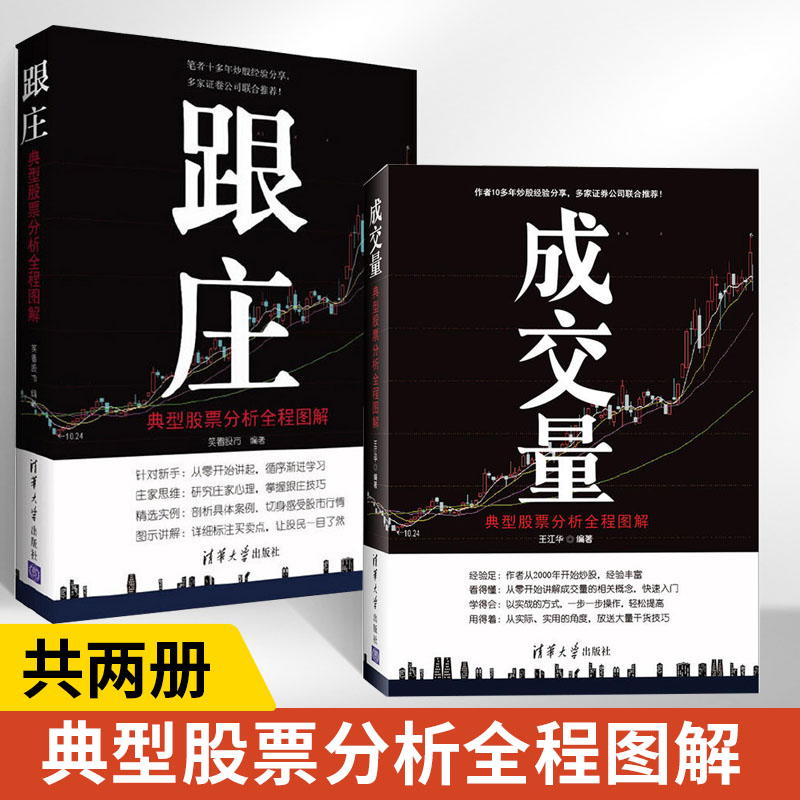 成交量：典型股票分析全程图解+跟庄全2册炒股教程实用书股市图谱量价分析技术大全炒股票实战入门股票技巧从入门到精通金融投资