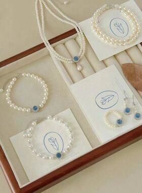 小红书同款 海蓝宝施家珍珠项链女轻奢小众锁骨链简约复古颈链