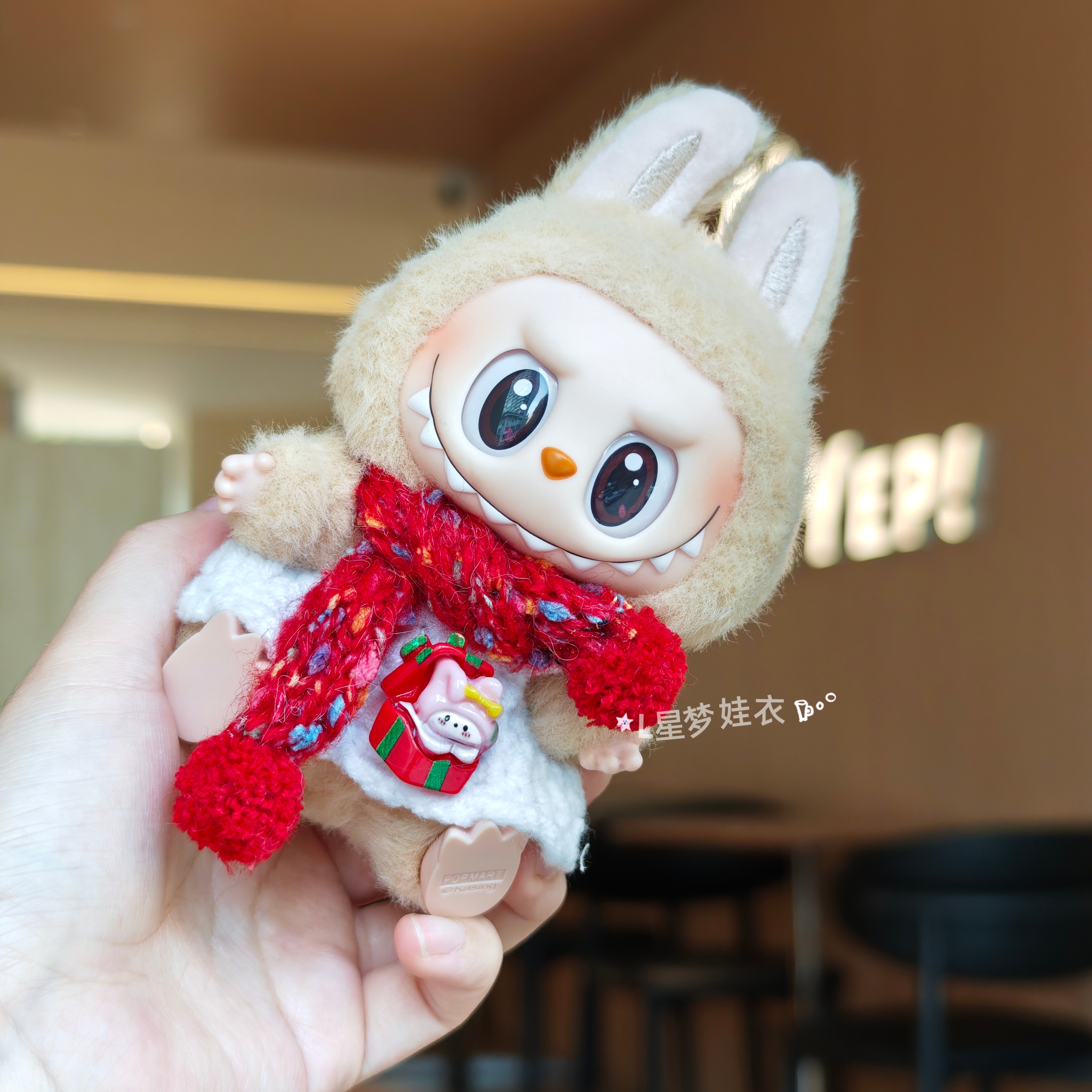 针织迷你围巾圣诞围脖毛绒公仔