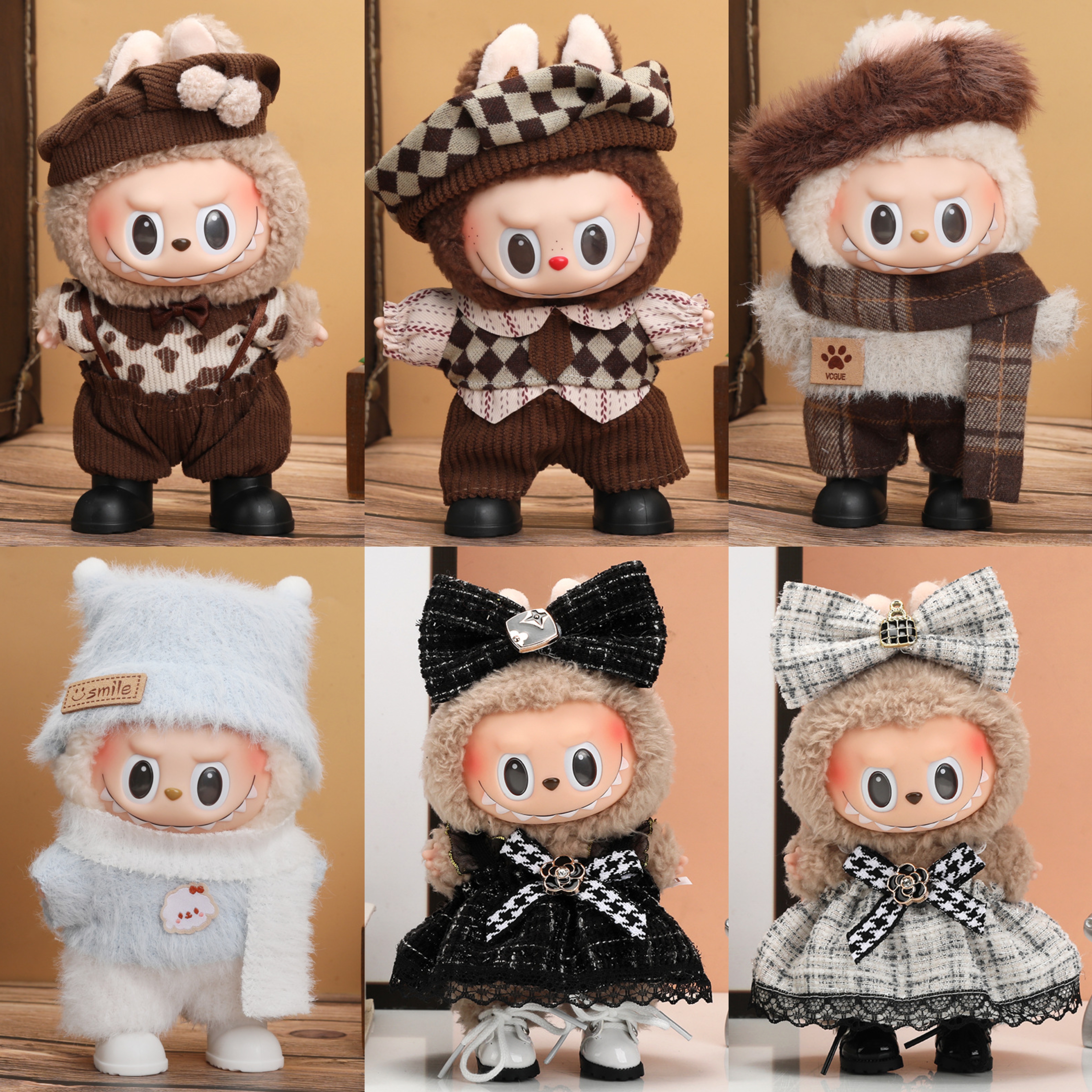 批发17厘米拉布布娃衣labubu一