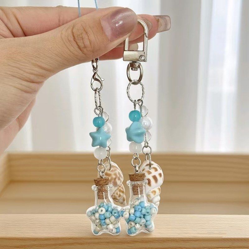 原创海盐系漂流瓶钥匙扣手工串珠