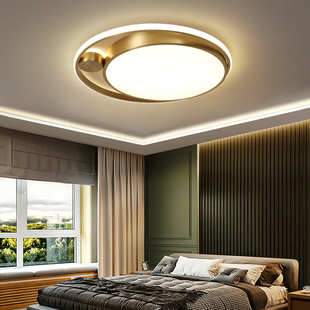 全铜圆吸顶灯LED简约北欧现代书房卧室无极调光支持天猫精灵 个性